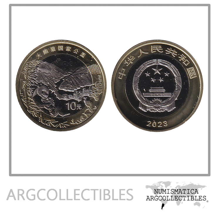 China Moneda 10 Yuan 2023 Parque Nacional del Panda Bimetalica UNC