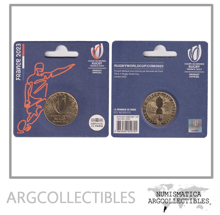 Francia Blister Moneda 1/4 Euro 2023 Laton Copa del Mundo Rugby UNC