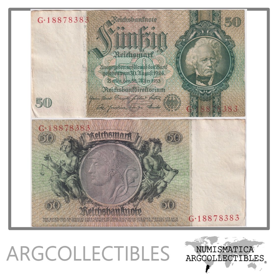 Alemania Billete 50 Marcos 1933 P-182 VF+