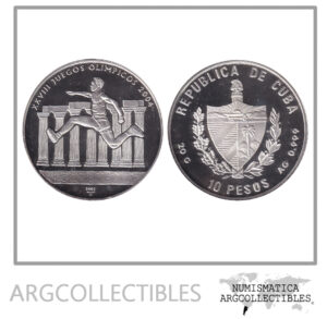 Cuba Moneda 10 Pesos 2002 Plata 999 Juegos Olimpicos Atenas 2004 KM-734 Proof