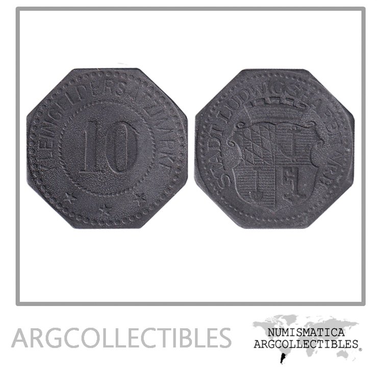 Alemania Moneda Notgeld 10 Pfennig 1917 Ludwigshafen (103) Zinc