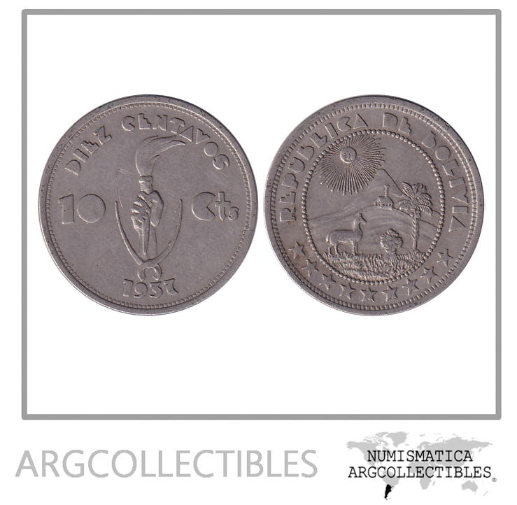 Bolivia Moneda 10 Centavos 1937 Niquel KM-180 XF