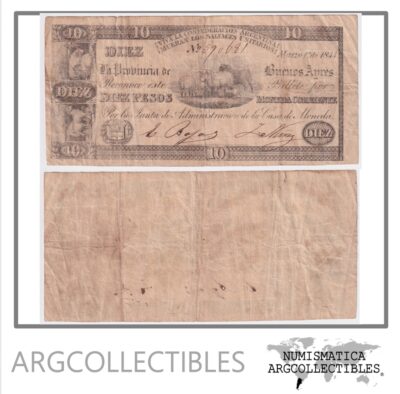 Argentina Billete 10 Pesos 1844 P-S-390/BA-43B VF