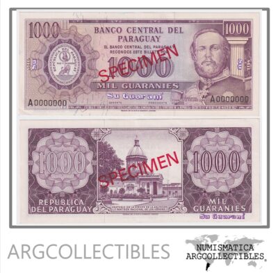 Paraguay Billete 1.000 Guaranies 1952 P-201s UNC (Specimen)