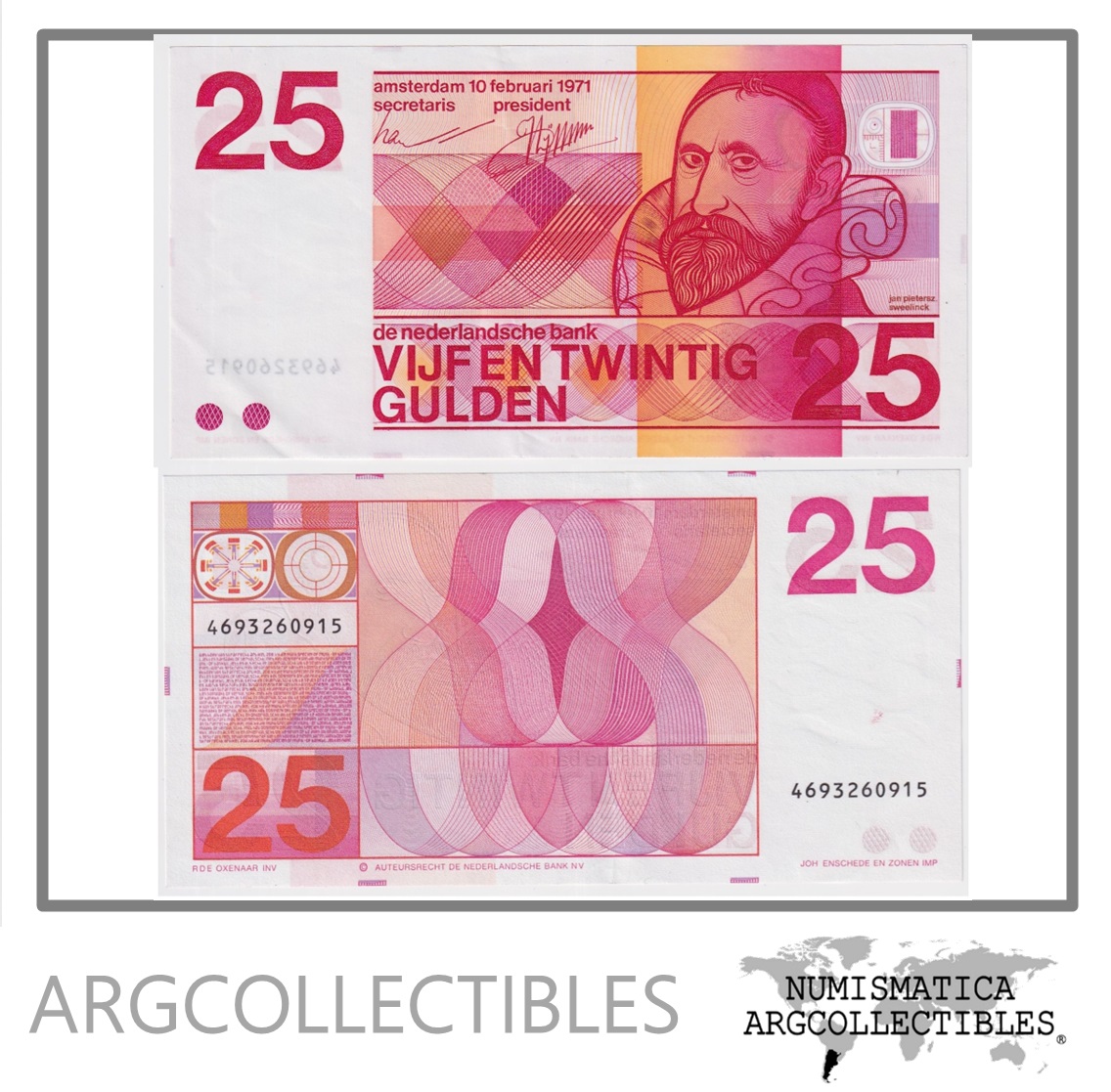Holanda Billete 25 Gulden 1971 P-92 XF+