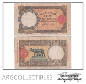 Italia Billete 50 Liras 1937 P-54a VF