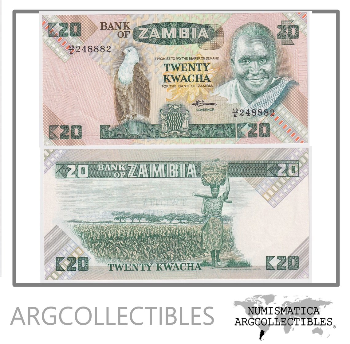 Zambia Billete 20 Kwacha 1980 P-27e UNC