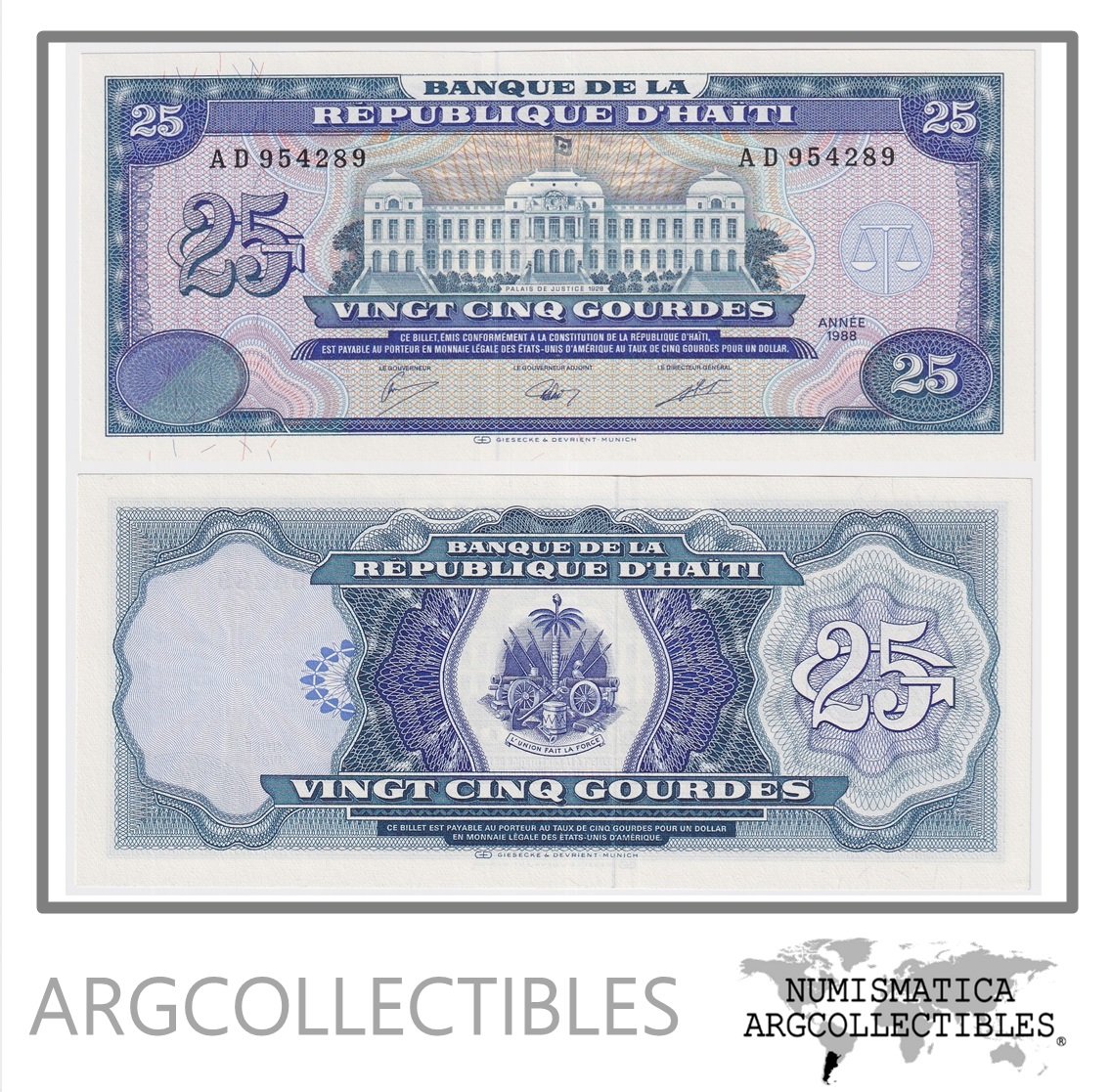 Haiti Billete 25 Gourdes 1988 P-248a UNC