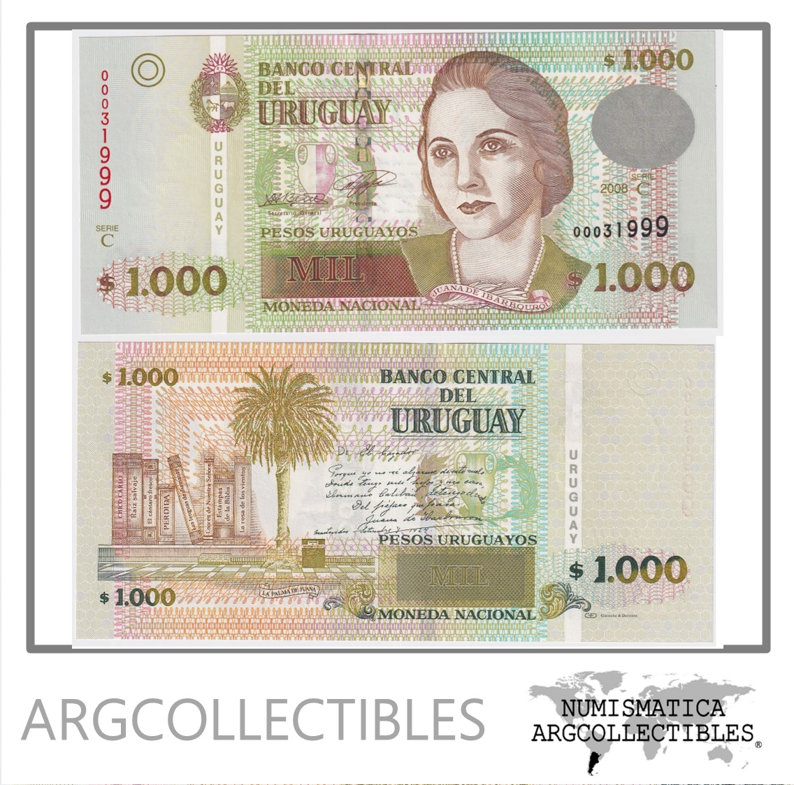 Uruguay Billete 1.000 Pesos 2008 P-91b UNC