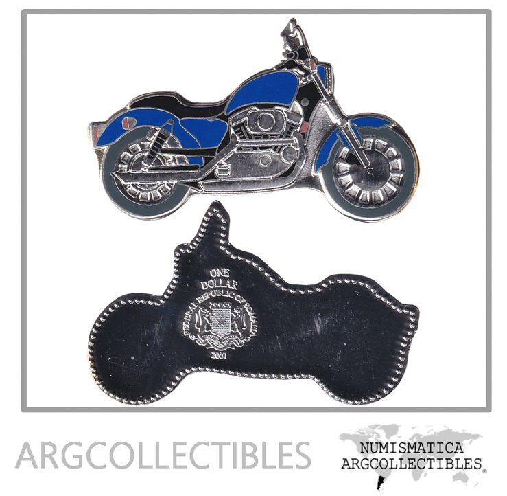 Somalia Moneda 1 Dolar 2007 Niquel Harley Davidson Sportster X-53 UNC