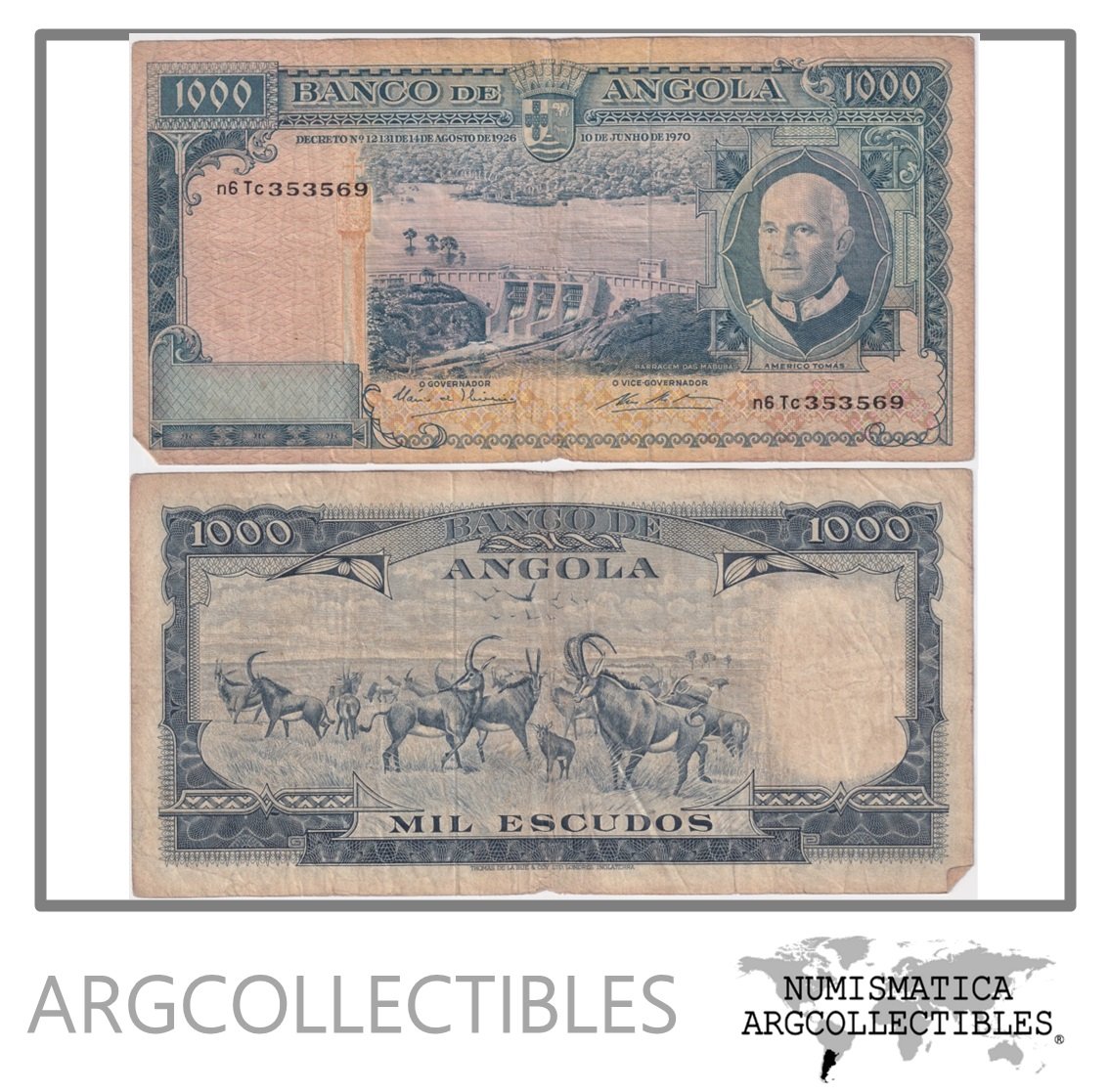 Angola Billete 1.000 Escudos 1970 P-98 VF