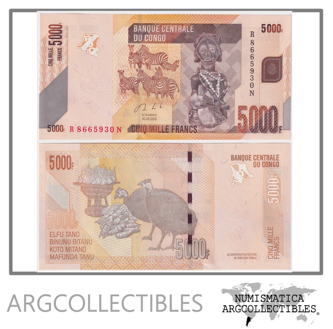 Congo Billete 5.000 Francos 2020 P-102 UNC
