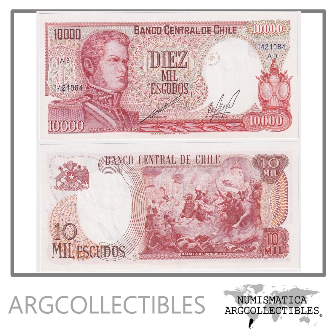 Chile Billete 10.000 Pesos 1967-1976 P-148 UNC