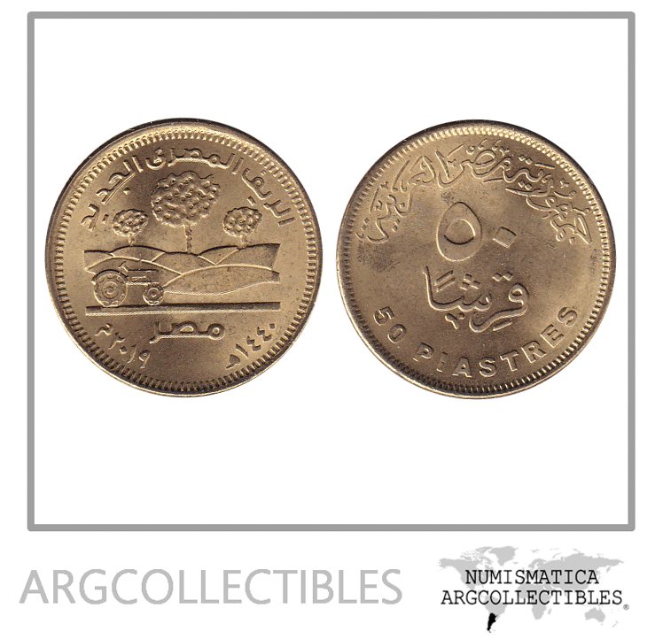 Egipto Moneda 50 Piastres 2019 Laton Nuevo Campo Egipcio UNC