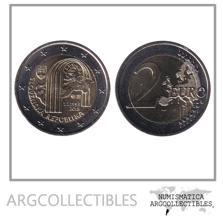 Eslovaquia Moneda 2 Euros 2018 Bimetalica 250 Aniv Eslovaquia KM-104 UNC