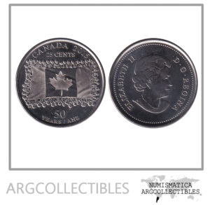 Canada Moneda 25 Centavos 2015 Acero 50 Aniv Bandera KM-1851.2 UNC