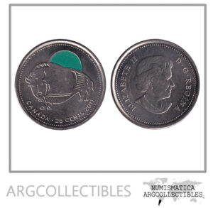 Canada Moneda 25 Centavos 2011 Niquel Esmaltada Naturaleza Bufalo KM-1168a UNC
