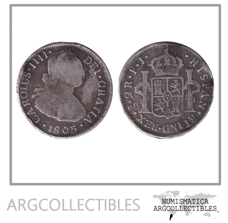 Chile (Santiago) Moneda 2 Reales 1803 F.J Plata KM-59 VF-
