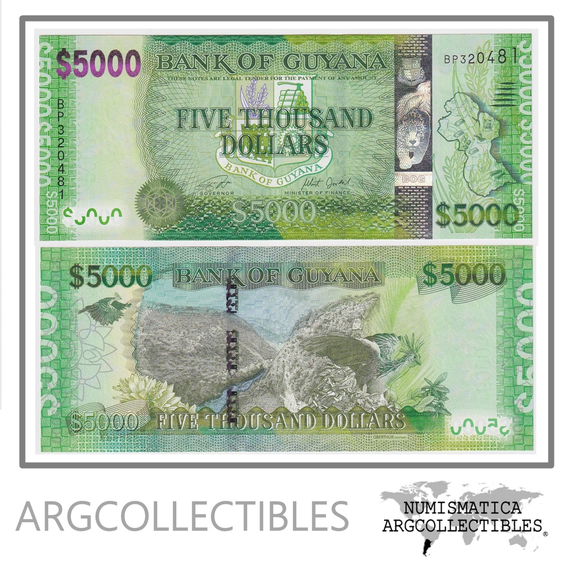 Guyana Billete 5.000 Dolares 2011-2022 P-40a(2) UNC