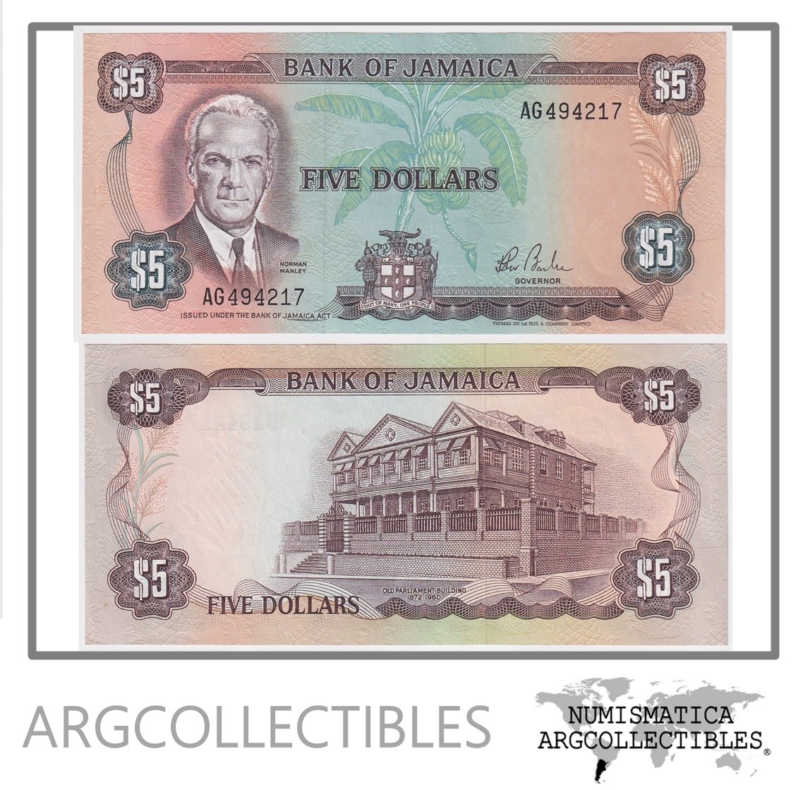 Jamaica Billete 5 Dolares 1984 P-66 UNC