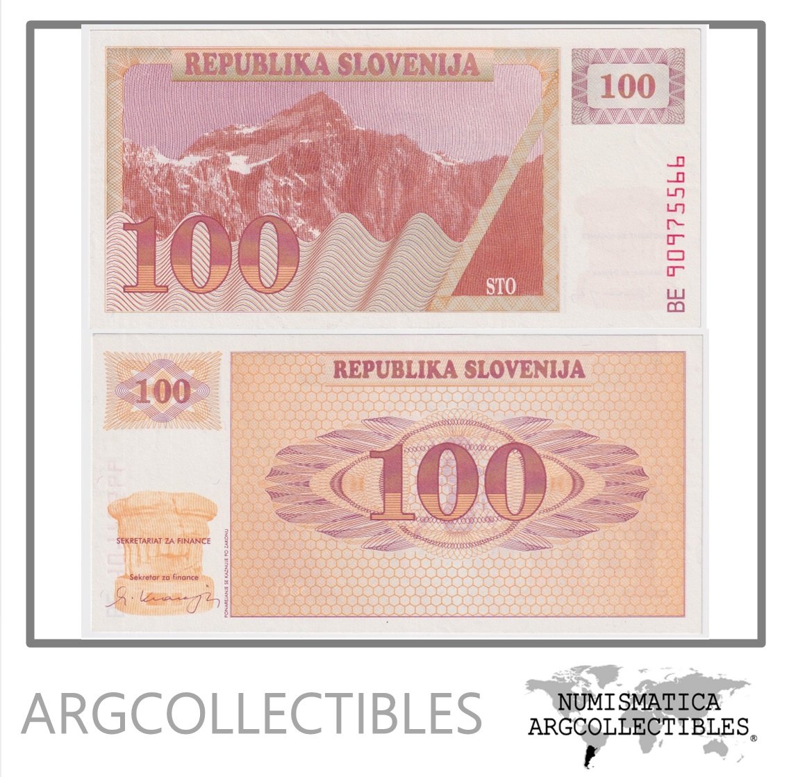Eslovenia Billete 100 Tolarjev 1990 P-6 UNC