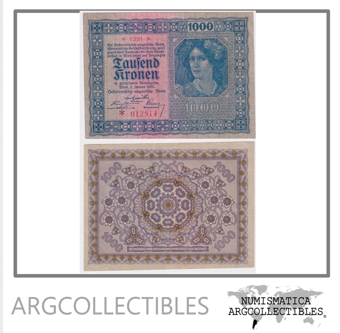 Austria Billete 1.000 Kronen 1922 P-78 XF+