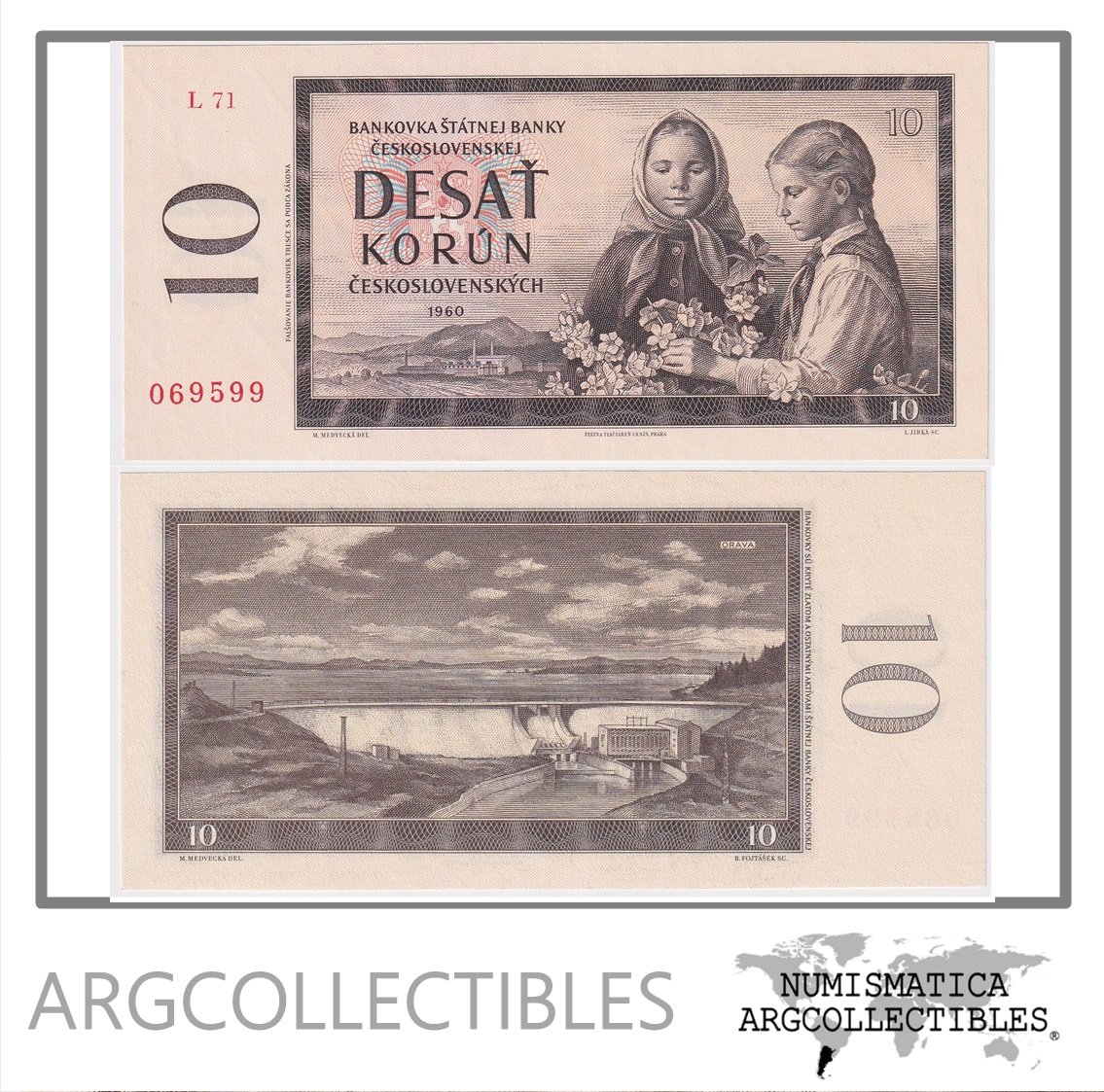 Checoslovaquia Billete 10 Korun 1960 P-88 UNC