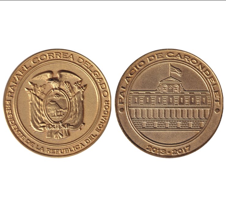 Ecuador Medalla 2017 Presidente Rafael Correa/Palacio Carondelet Cobre Laton - Imagen 2