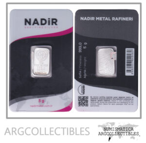 Turquia Lingote 5 Gramos 2023 Plata 999 Nadir Certificada UNC