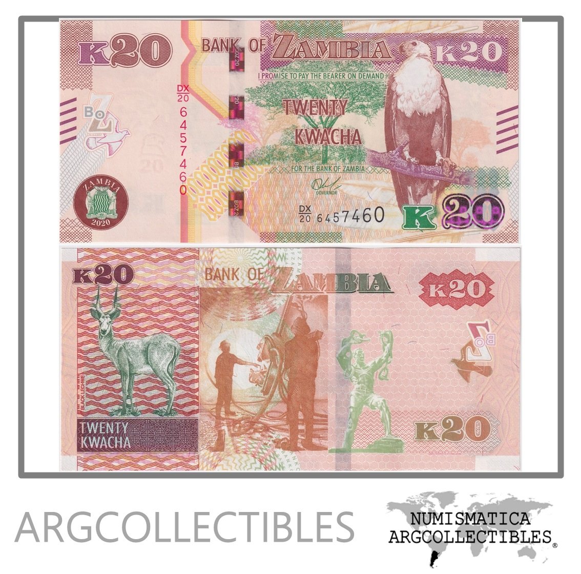 Zambia Billete 20 Kwacha 2020 P-59 UNC