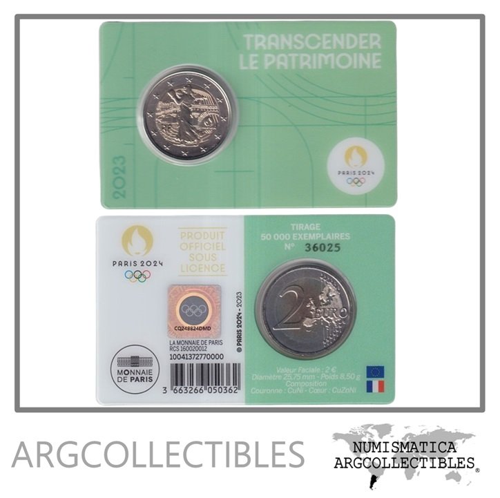 Francia Blister Moneda 2 Euros 2023 Bimetalica Juegos Olimpicos Paris UNC