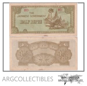 Burma Billete 1/2 Rupia 1942 P-13b AU