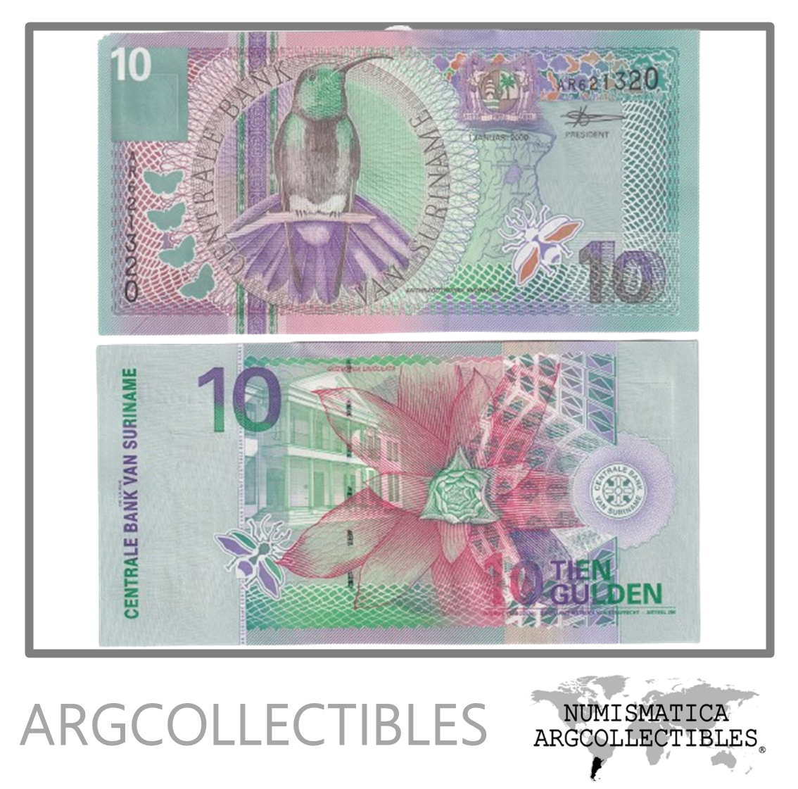 Surinam Billete 10 Gulden 2000 P-147 UNC