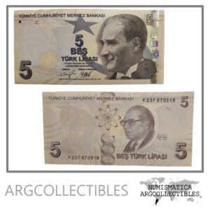 Turquia Billete 5 Liras 2009(2022) P-222F UNC