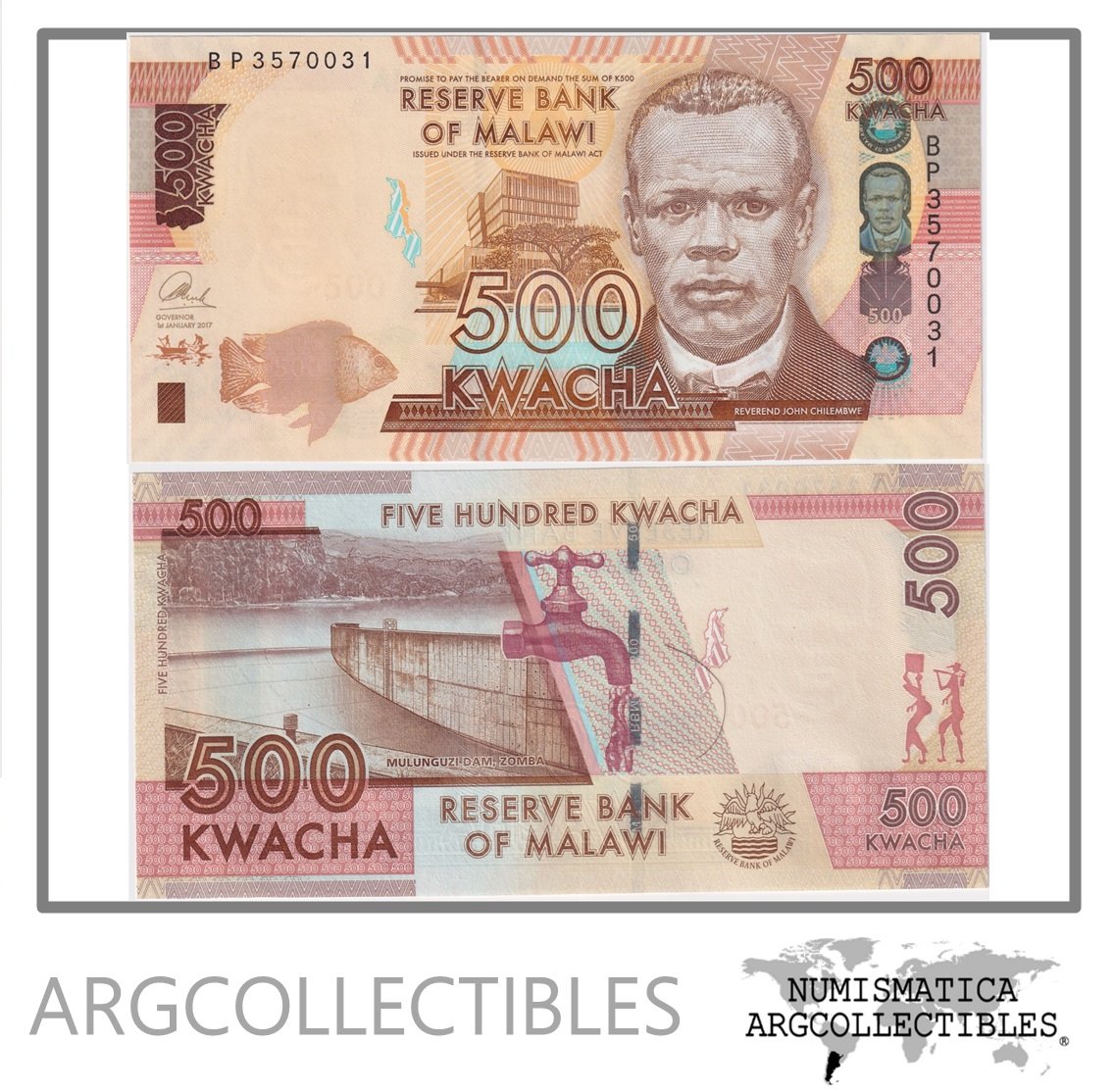 Malawi Billete 500 Kwacha 2017 P-66 UNC