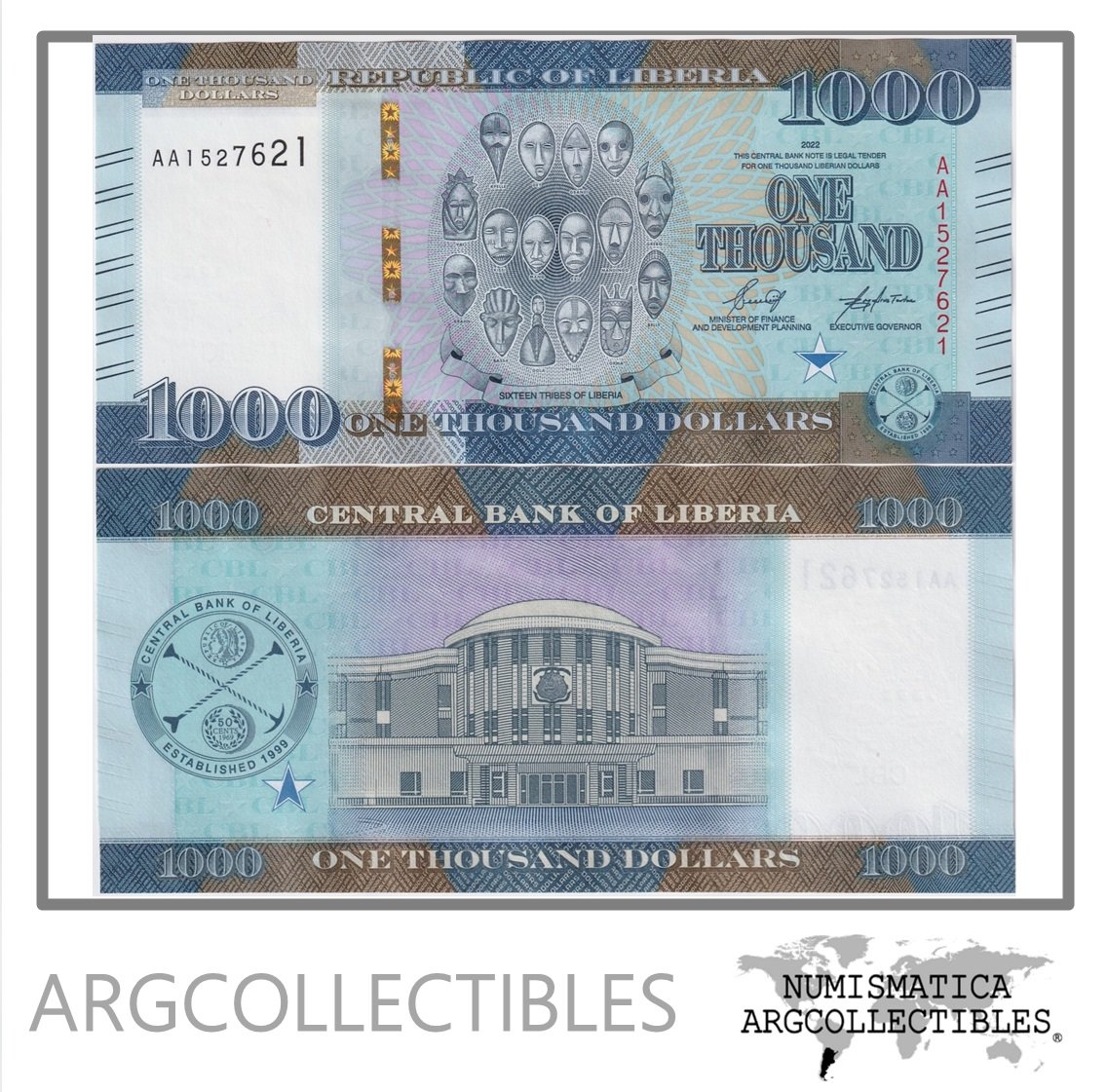 Liberia Billete 1.000 Dolares 2022 P-43 UNC