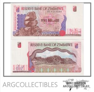 Zimbabwe Billete 5 Dolares 1997 P-5b UNC