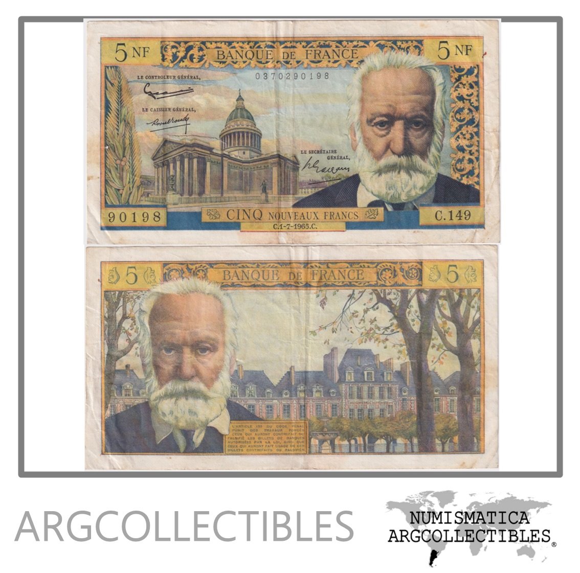 Francia Billete 5 Nuevos Francos 1965 P-141a VF