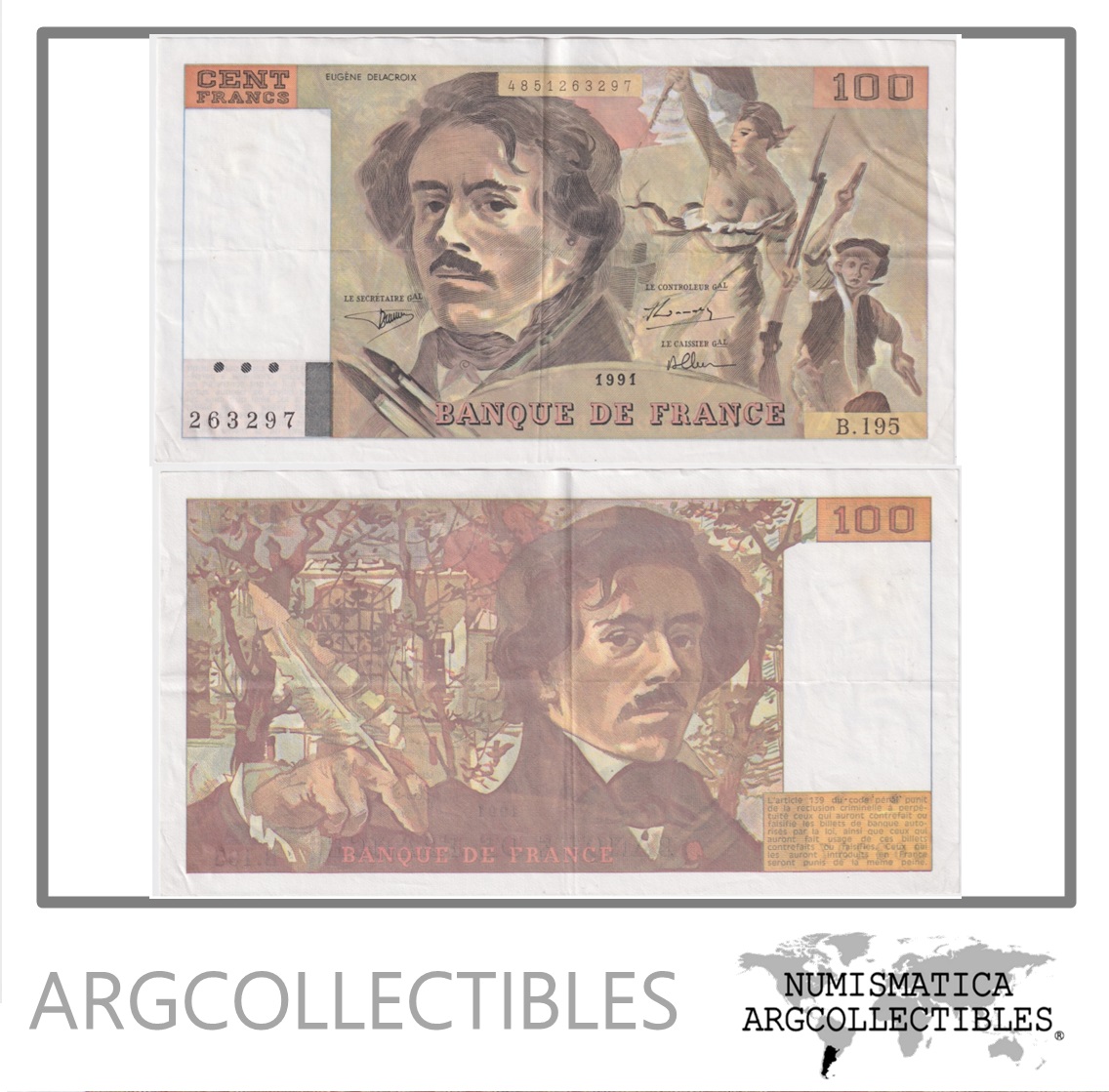 Francia Billete 100 Francos 1991 P-154e VF+