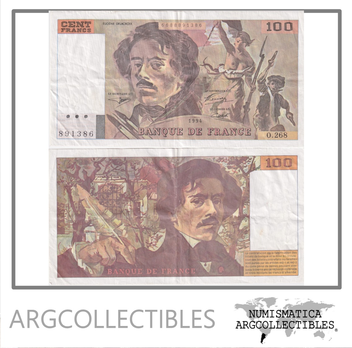 Francia Billete 100 Francos 1994 P-154h VF+