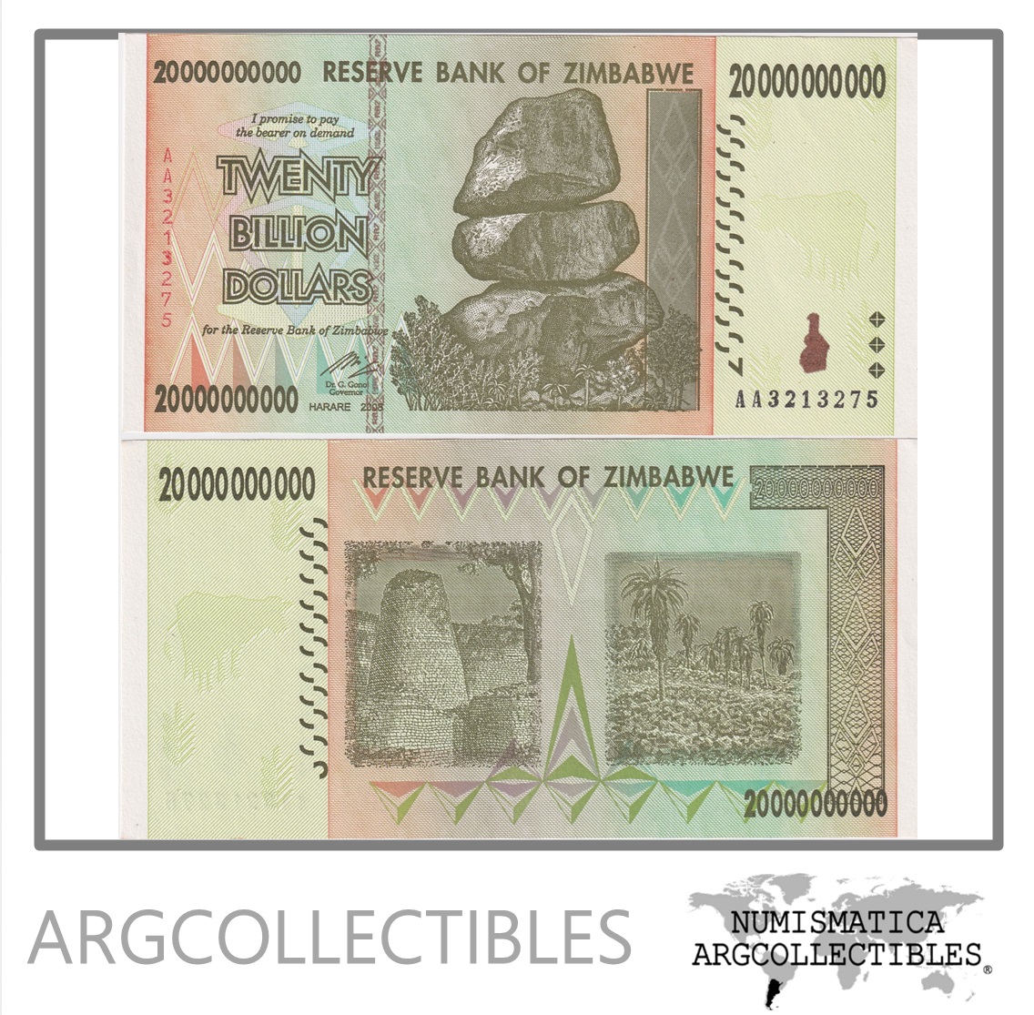 Zimbabwe Billete 20 Billones Dolares 2008 P-86 UNC