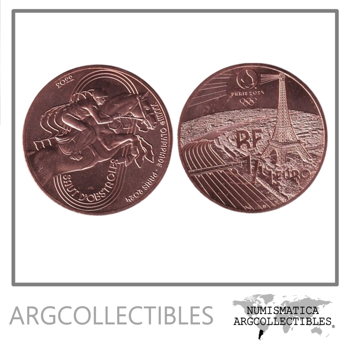 Francia Moneda 1/4 Euro 2022 Cobre UNC Juegos Olimpicos Paris 2024 Equitacion