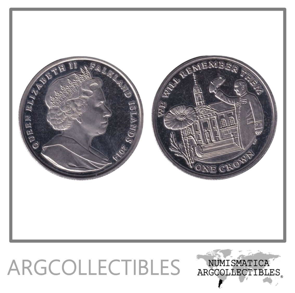 Malvinas Moneda 1 Crown 2014 Niquel WWI-Hospital KM-177 UNC