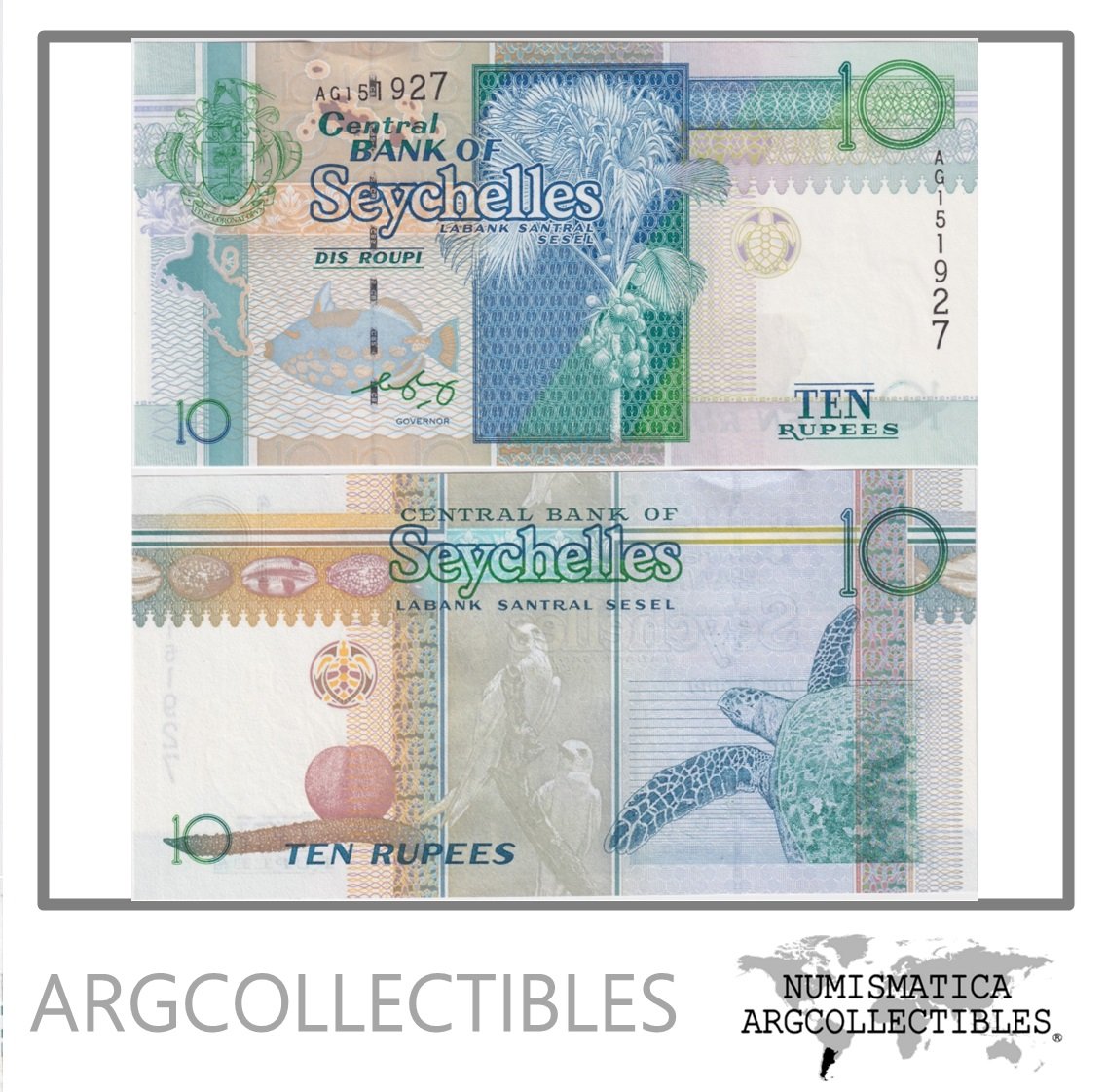 Seychelles Billete 10 Rupias 2008 P-36b UNC