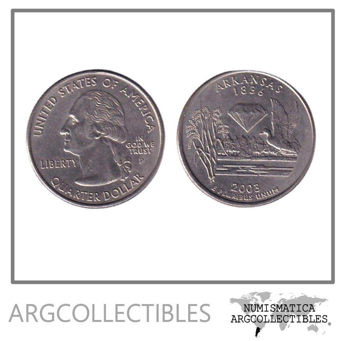 USA Moneda 1/4 Dolar 2003 P Niquel Arkanzas KM-347 AU