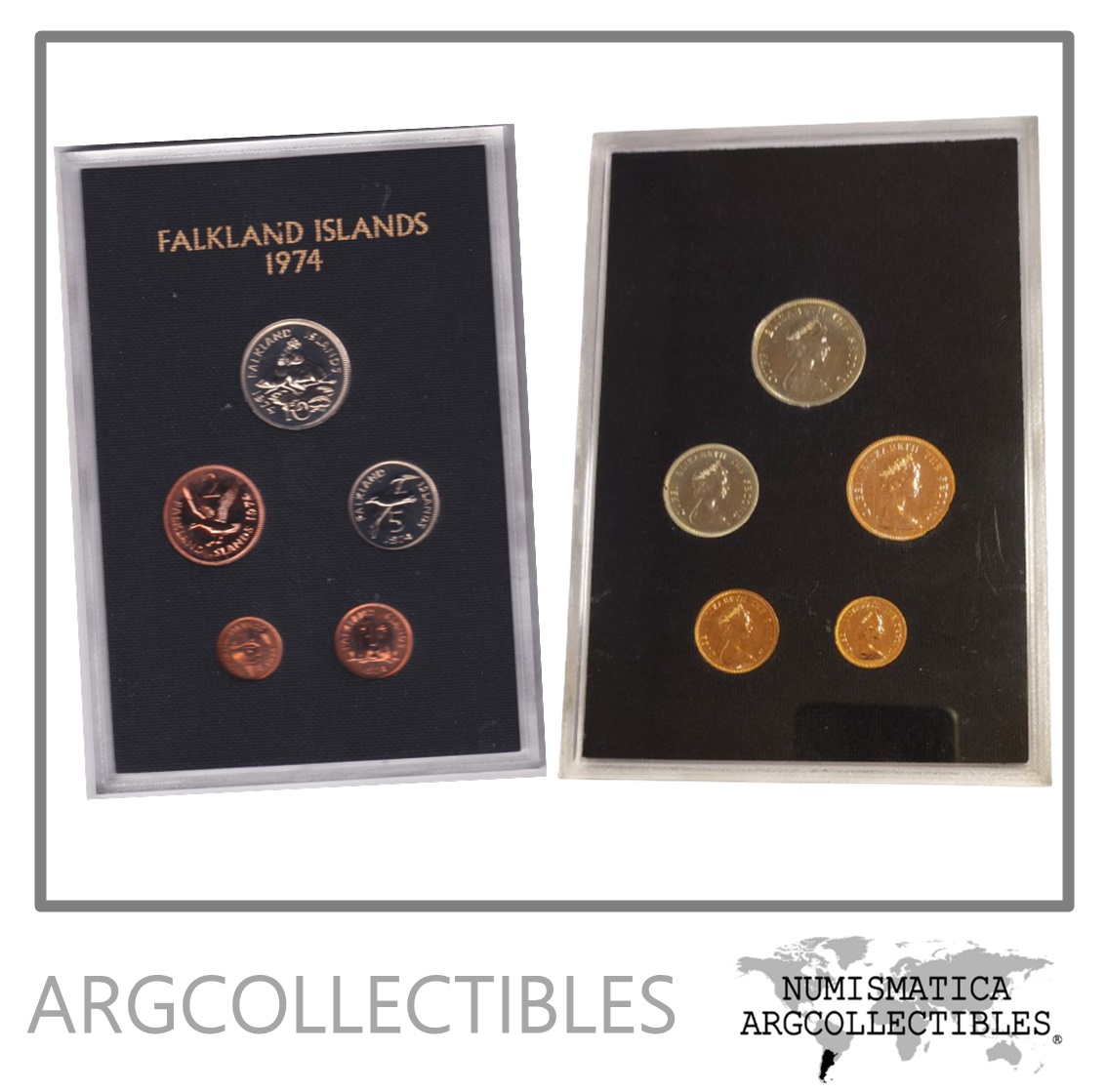 Malvinas Monedas Set x5 1974 PS1 Proof
