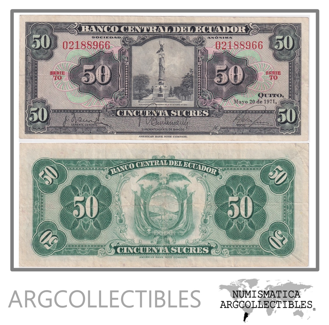 Ecuador Billete 50 Sucres 1971 P-104b VF+