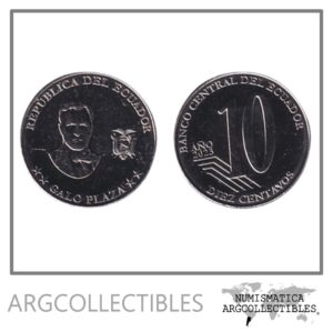 Ecuador Moneda 10 Centavos 2023 Acero Galo Plaza UNC