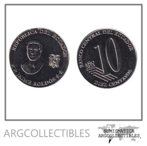Ecuador Moneda 10 Centavos 2023 Acero Jaime Roldos UNC