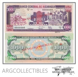 Nicaragua Billete 1.000 Cordobas 1991 P-179s UNC (Specimen)